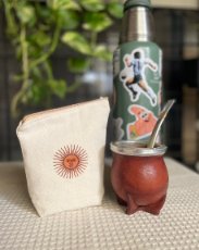 Yerbera y azucarera de tela con diseño Sol de Mayo